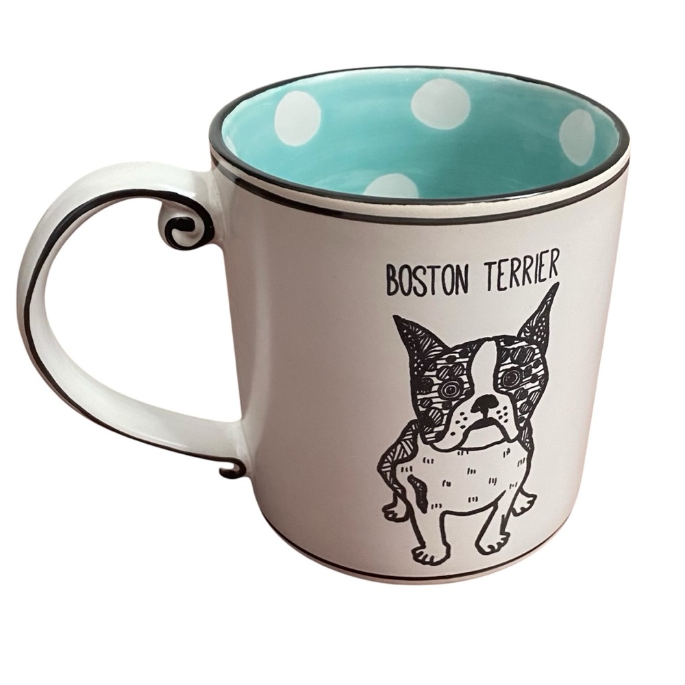 Boston Terrier Coffee Tea Mug with Blue Interior 21 oz.